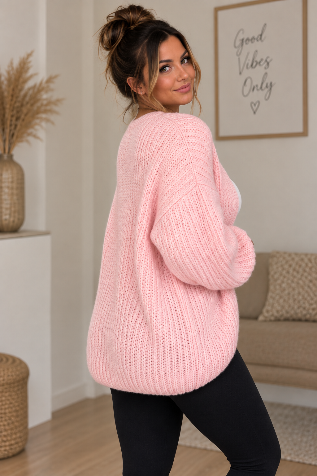 Rosa Oversize Strickjacke – Cozy & Chic