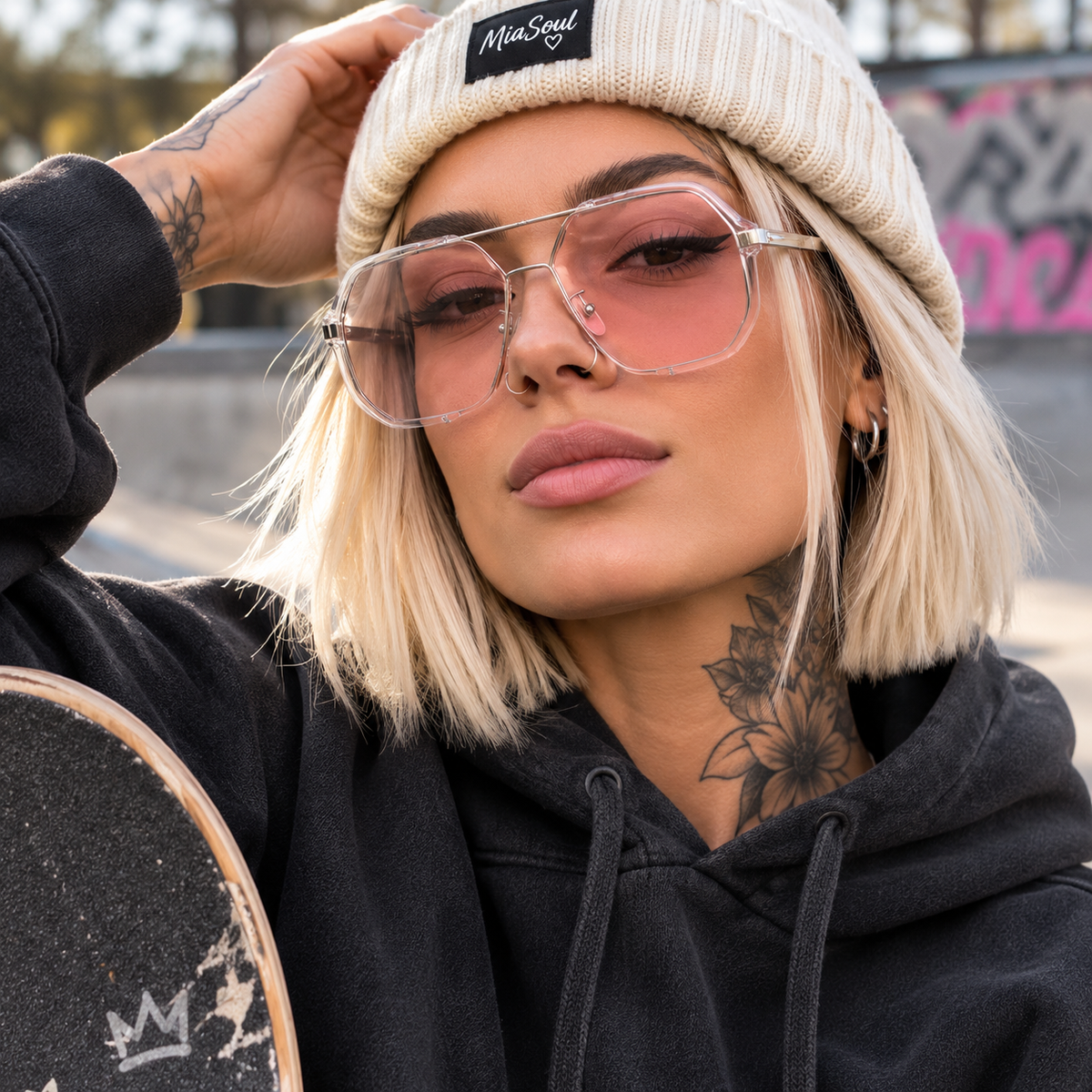 Retro Sonnenbrille Rosé – Y2K Streetstyle