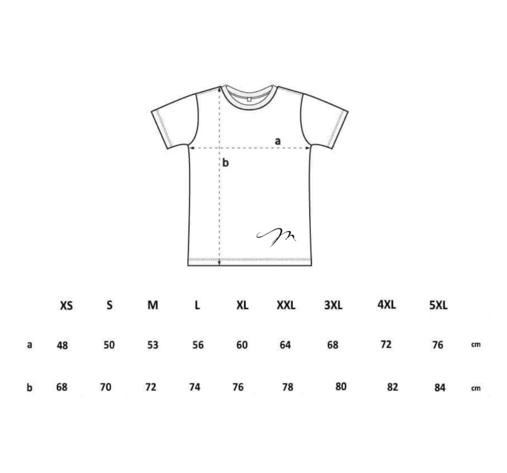 Größentabelle für Tall Tee Shirt von MiaSoul