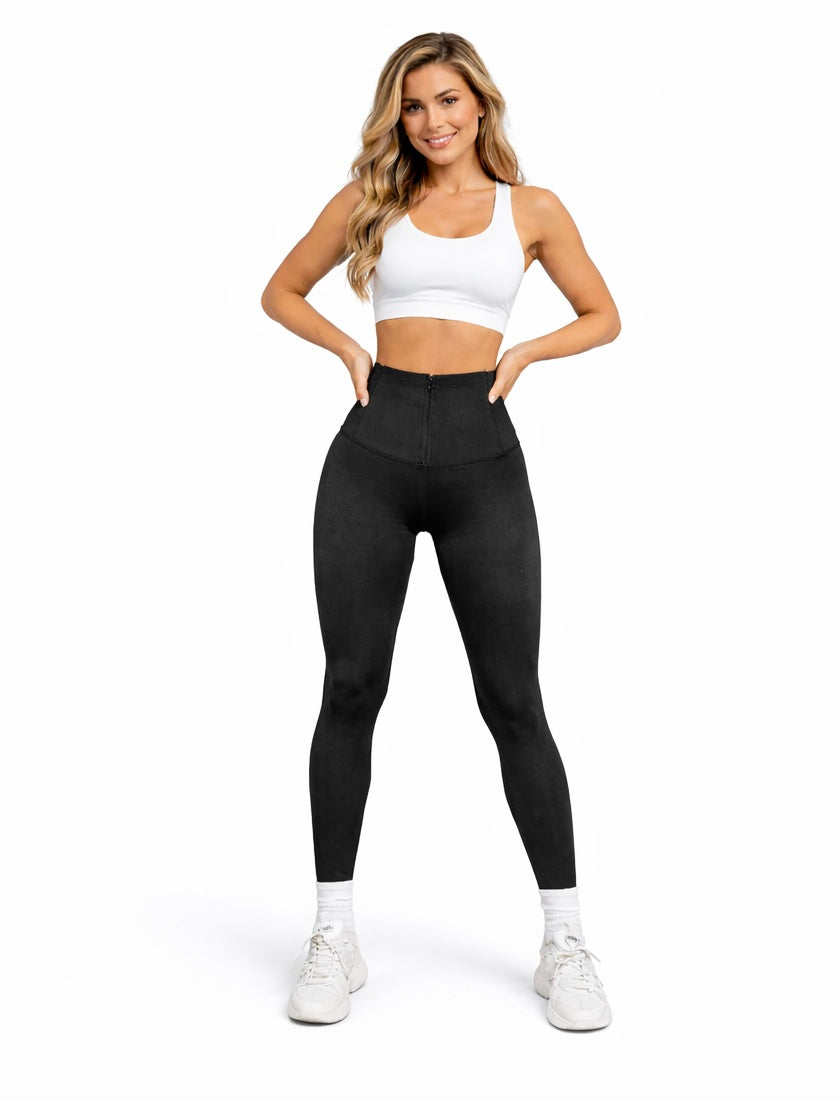 Formende High-Waist Leggings mit Reißverschluss