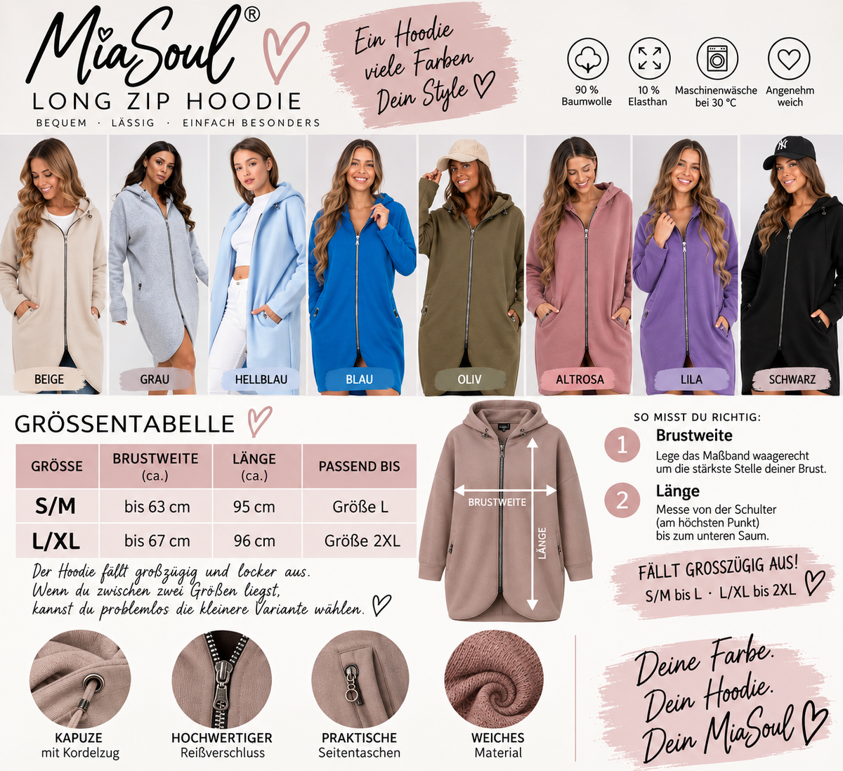 Long Zip Hoodie – Oversize Style